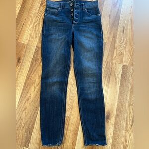 Express Women’s High Rise Dark Denim Cropped Legging Skinny Jeans